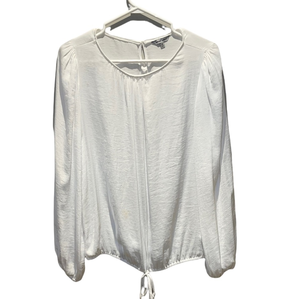 Naked Zebra Women’s White Semi-Sheer Tie Waist & Sleeves Blouse Size Medium